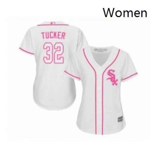 Womens Chicago White Sox 32 Preston Tucker Replica White Fashion Cool Base Baseball Jersey